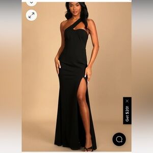 Your Majesty Black Asymmetrical Mermaid Maxi Dress